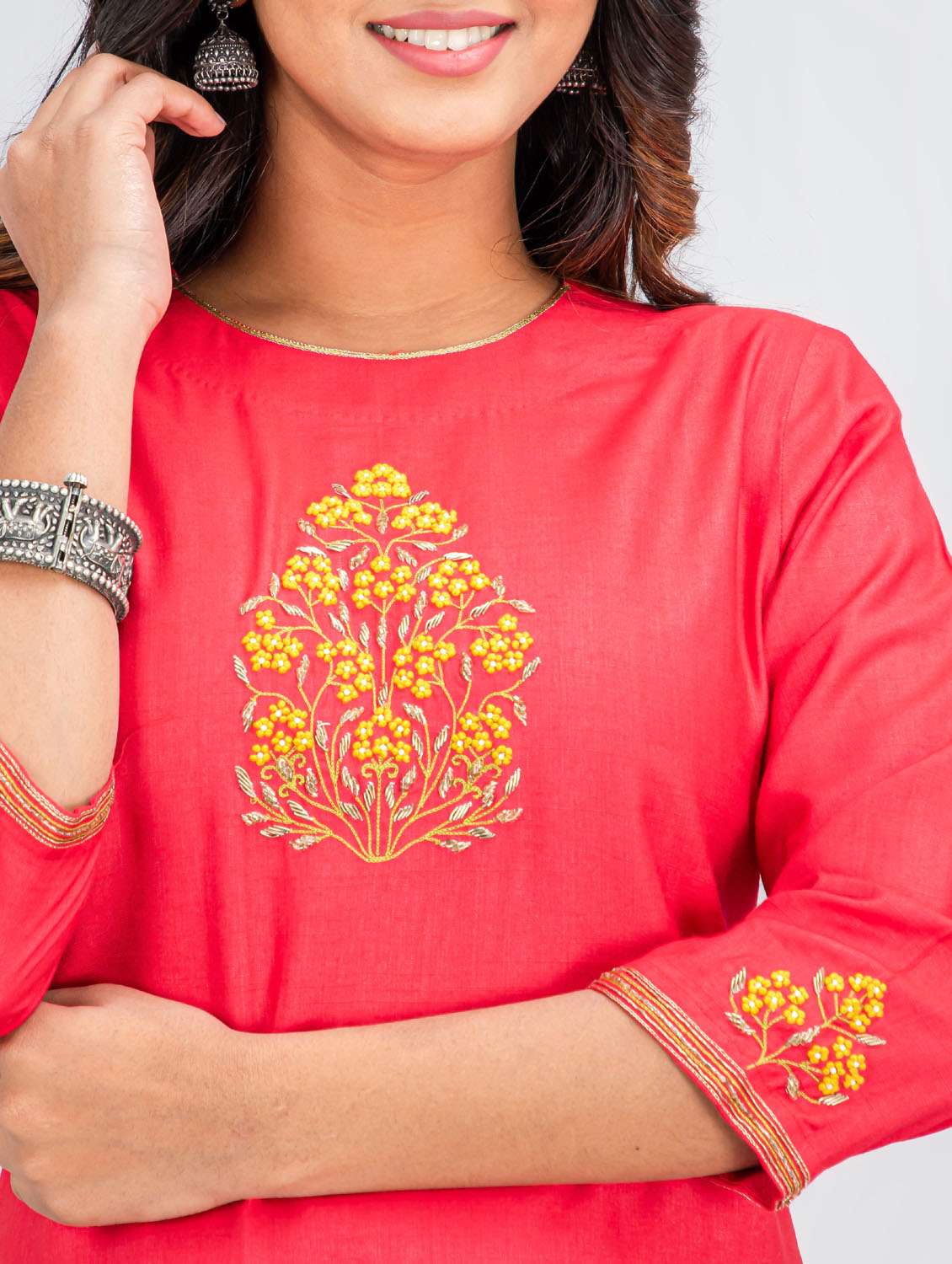 pink embroidered straight kurta - 19225364 -  Standard Image - 5