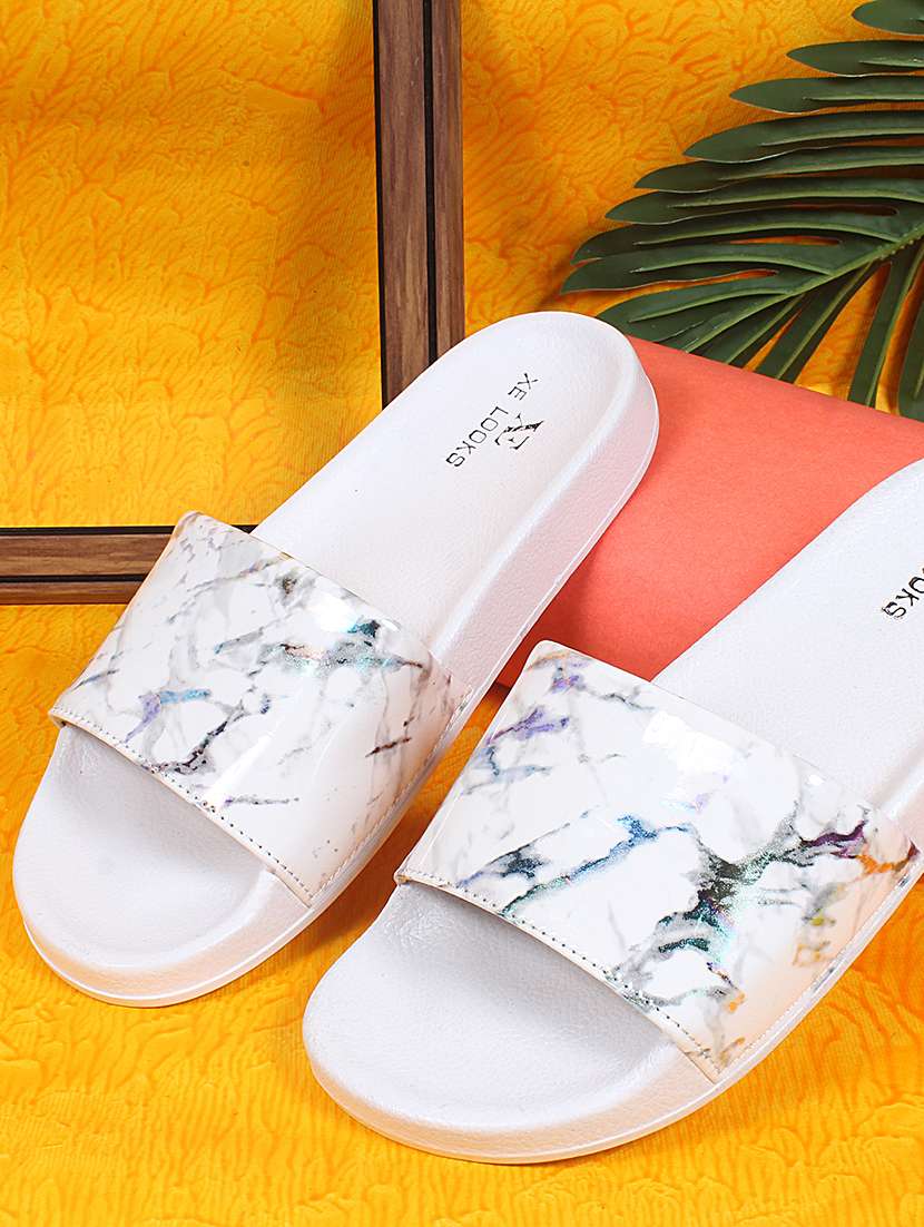 white slides flip flop