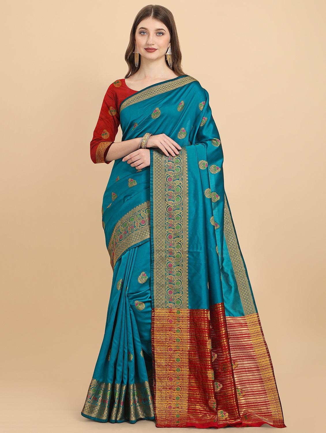 self design banarasi saree with blouse - 19226111 - Zoom Image - 0