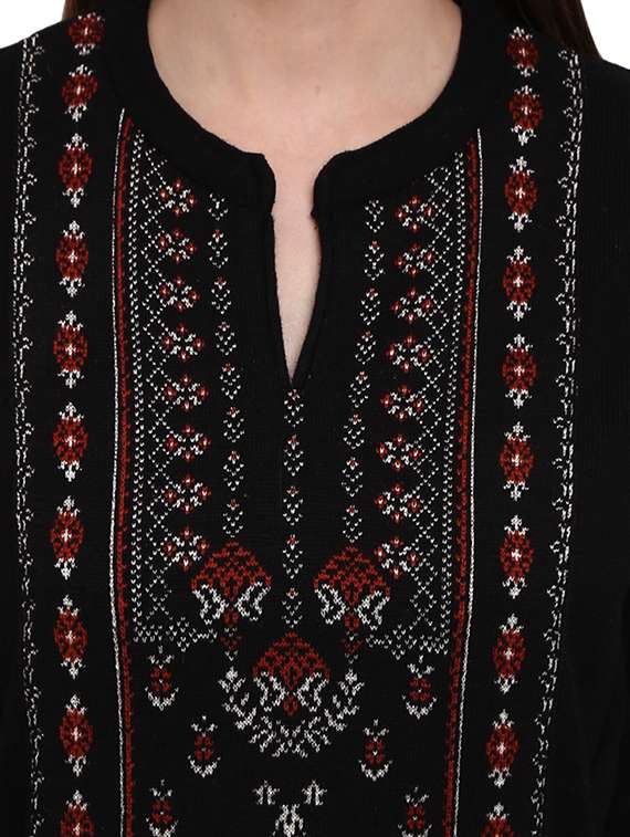 black self design straight kurta - 19226434 -  Standard Image - 3