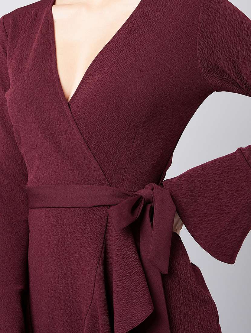 women's ruffle solid dress - 19232994 -  Standard Image - 3