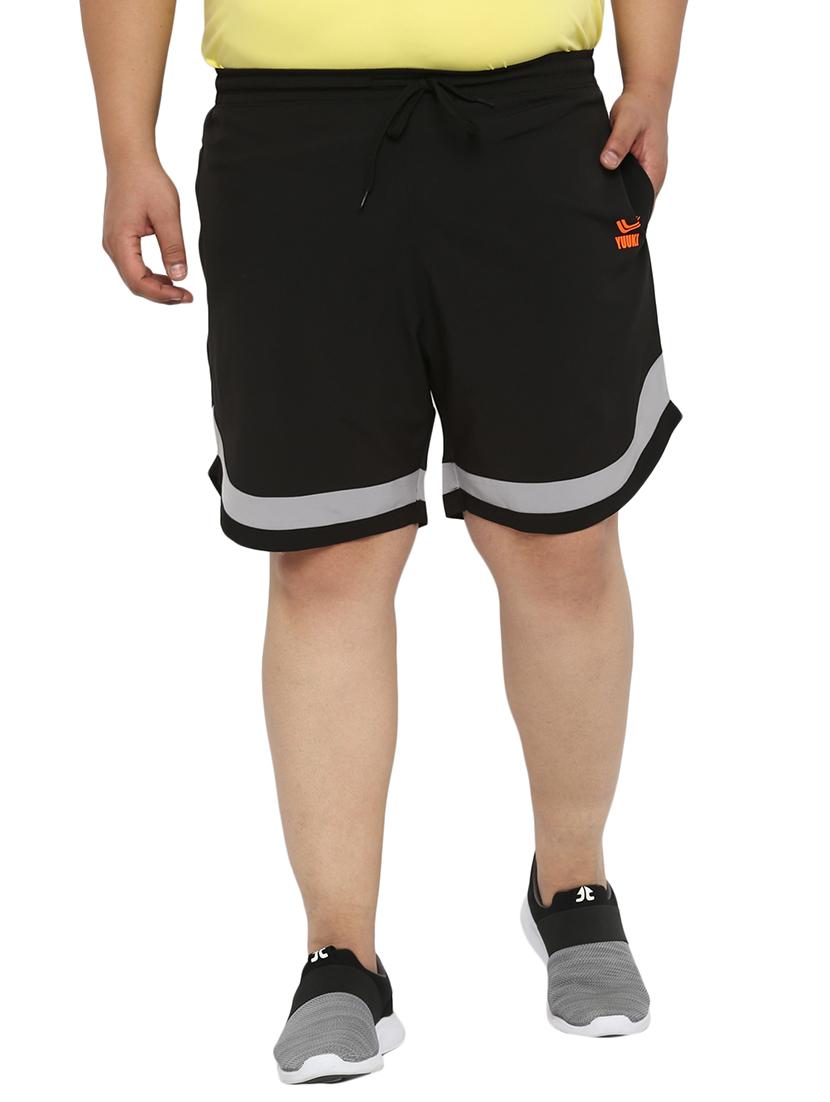 black mid rise color block shorts - 19233004 -  Zoom Image - 0