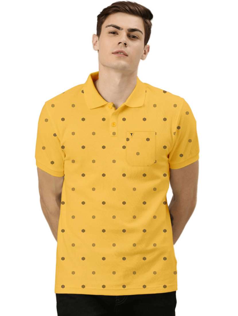 yellow cotton printed t-shirt - 19242872 - Zoom Image - 0