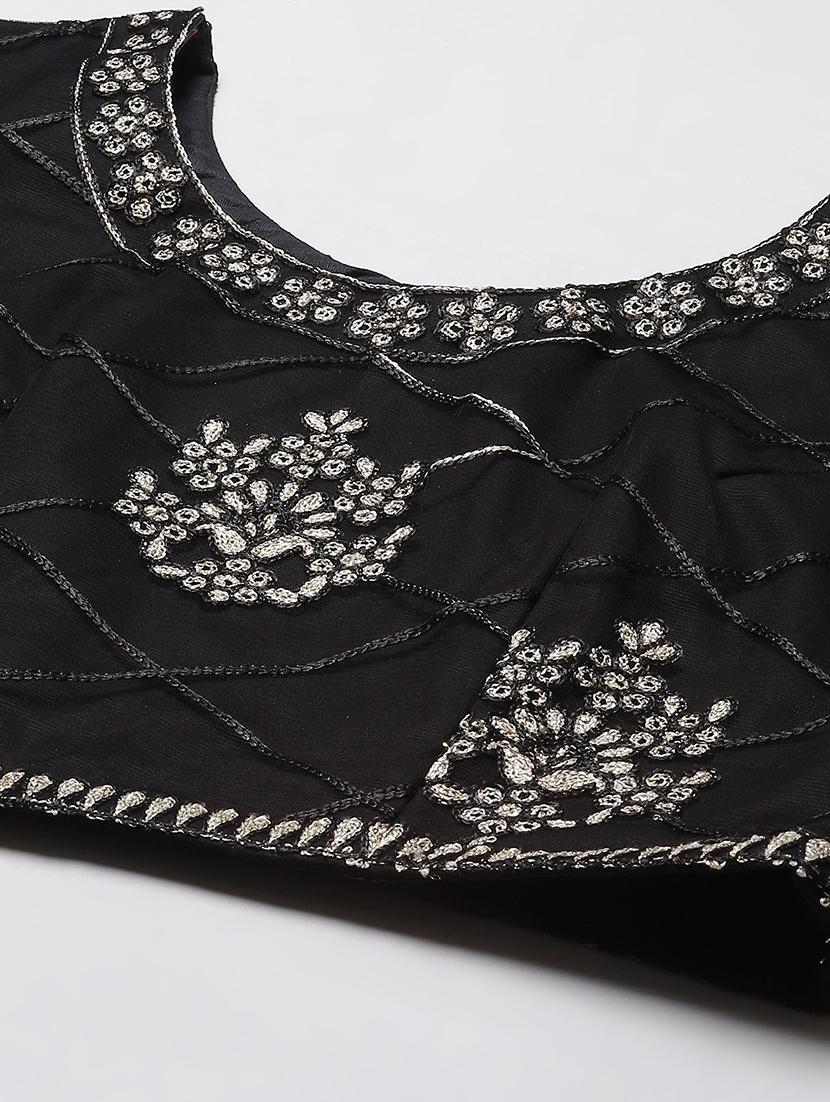black embroidered flared lehenga - 19242873 - Standard Image - 5