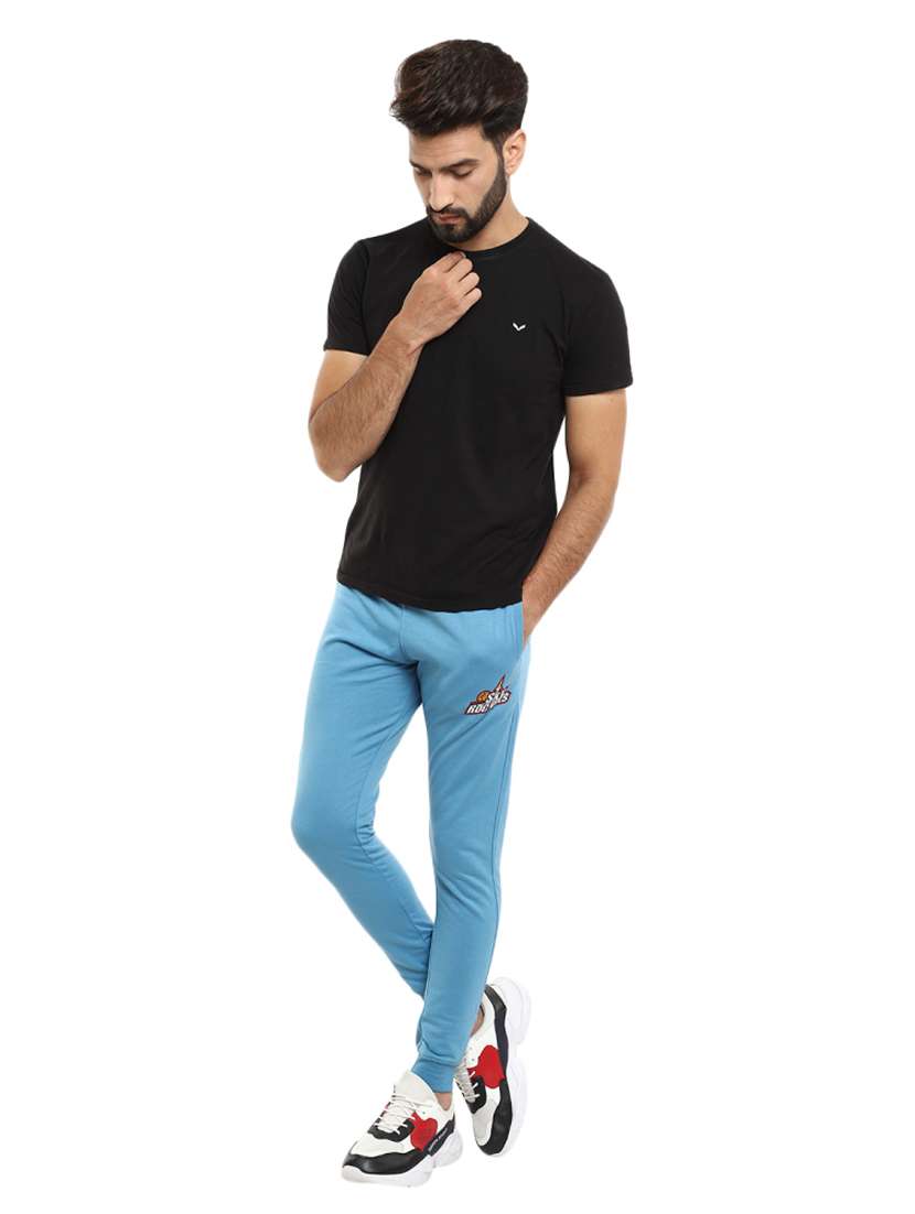 light blue solid full length track pant - 19242923 - Standard Image - 3