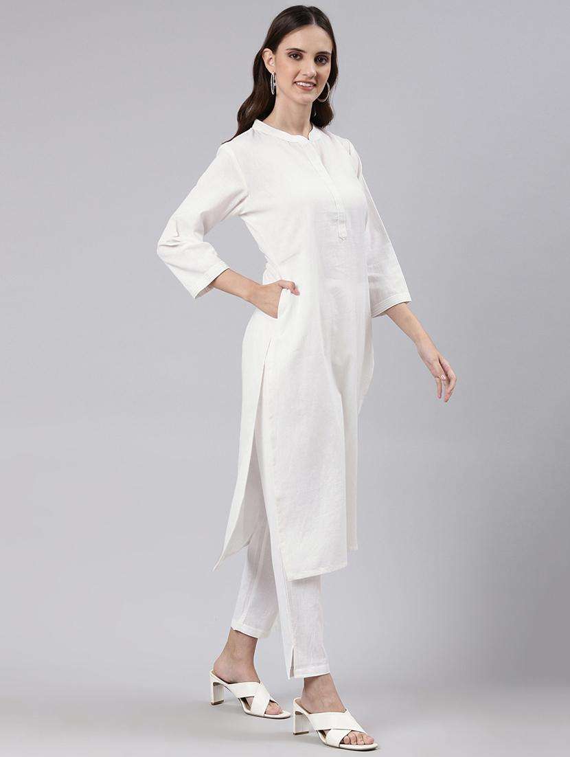 women three quarter sleeve kurta pant with dupatta set - 19257408 -  Standard Image - 3