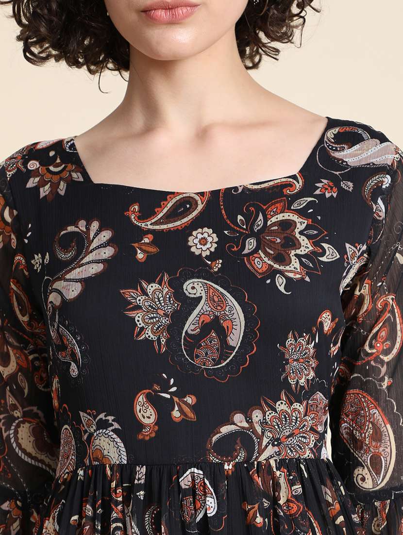 women's tiered dress paisley dress - 19257642 - Standard Image - 5