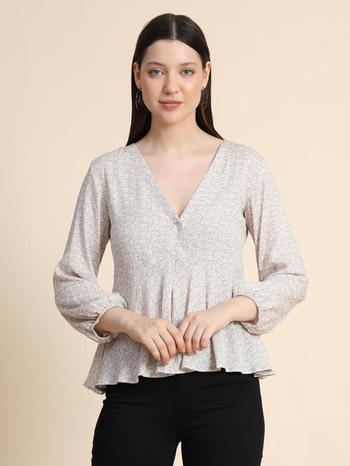 women's peplum v neck top - 19257705 - Standard Image - 0