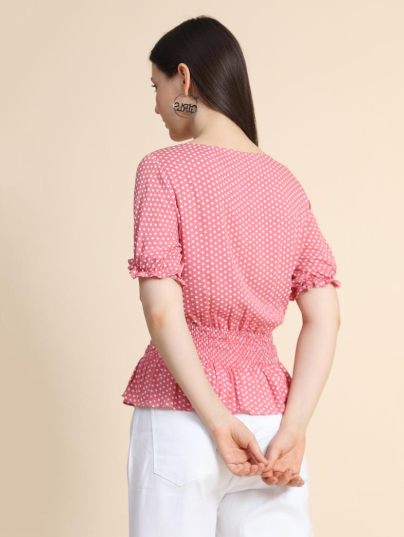 women's peplum round neck top - 19257708 - Standard Image - 3