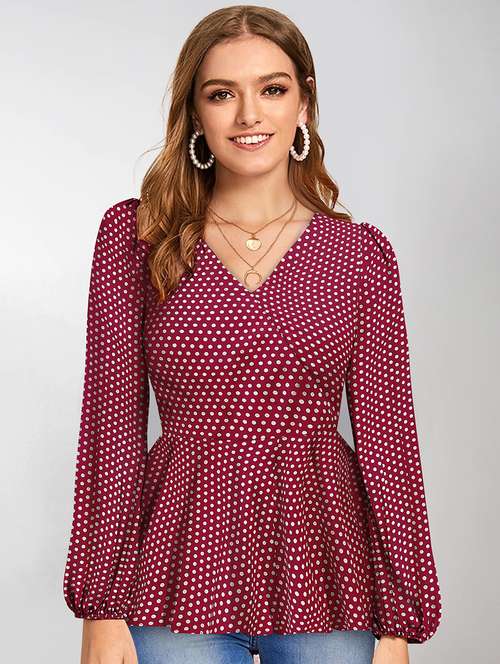 women's wrap v neck top - 19257709 - Standard Image - 0