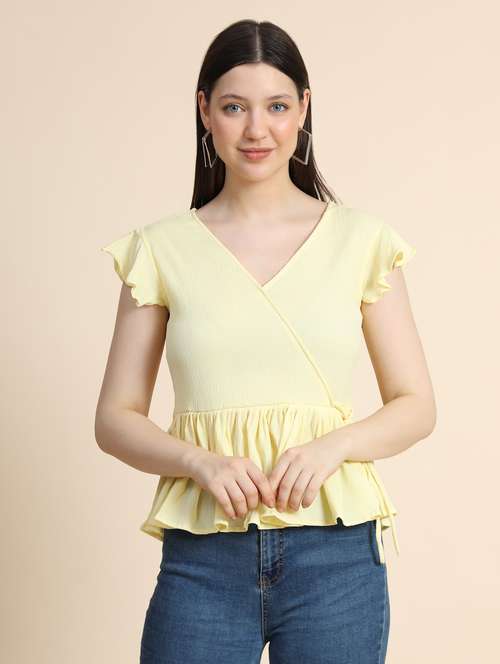 women's peplum overlap neck top - 19257714 -  Standard Image - 0