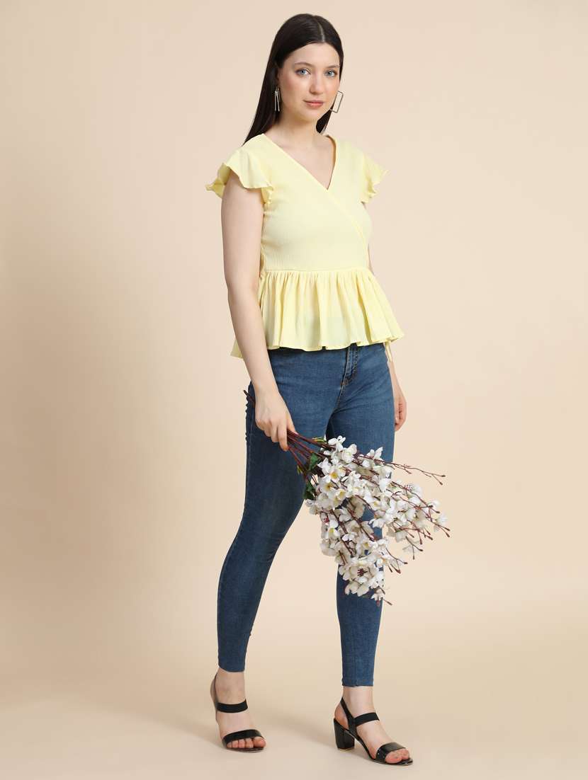 women's peplum overlap neck top - 19257714 -  Standard Image - 3