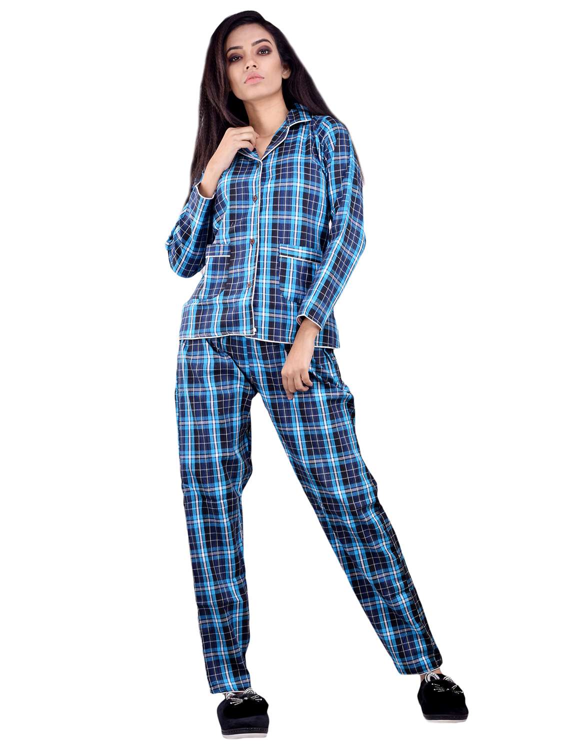women cotton shirt pyjama nightwear set