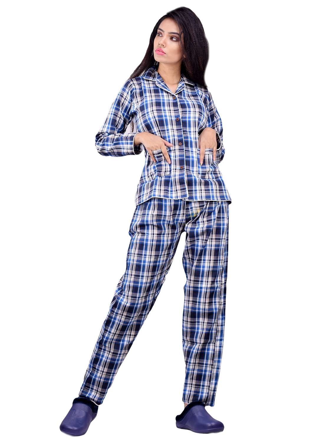 women cotton shirt pyjama nightwear set