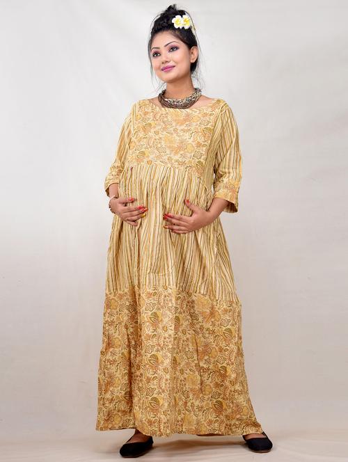 multi colored printed a-line maternity gown - 19257819 - Standard Image - 0