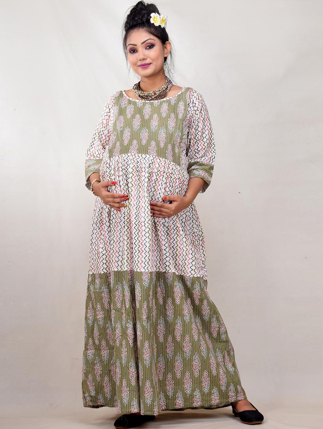 multi colored printed a-line maternity gown - 19257831 - Zoom Image - 0
