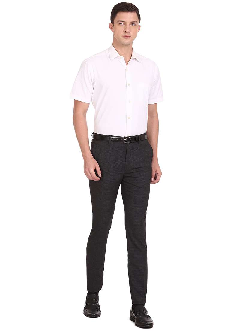 grey textured flat front formal trouser - 19258166 -  Standard Image - 3