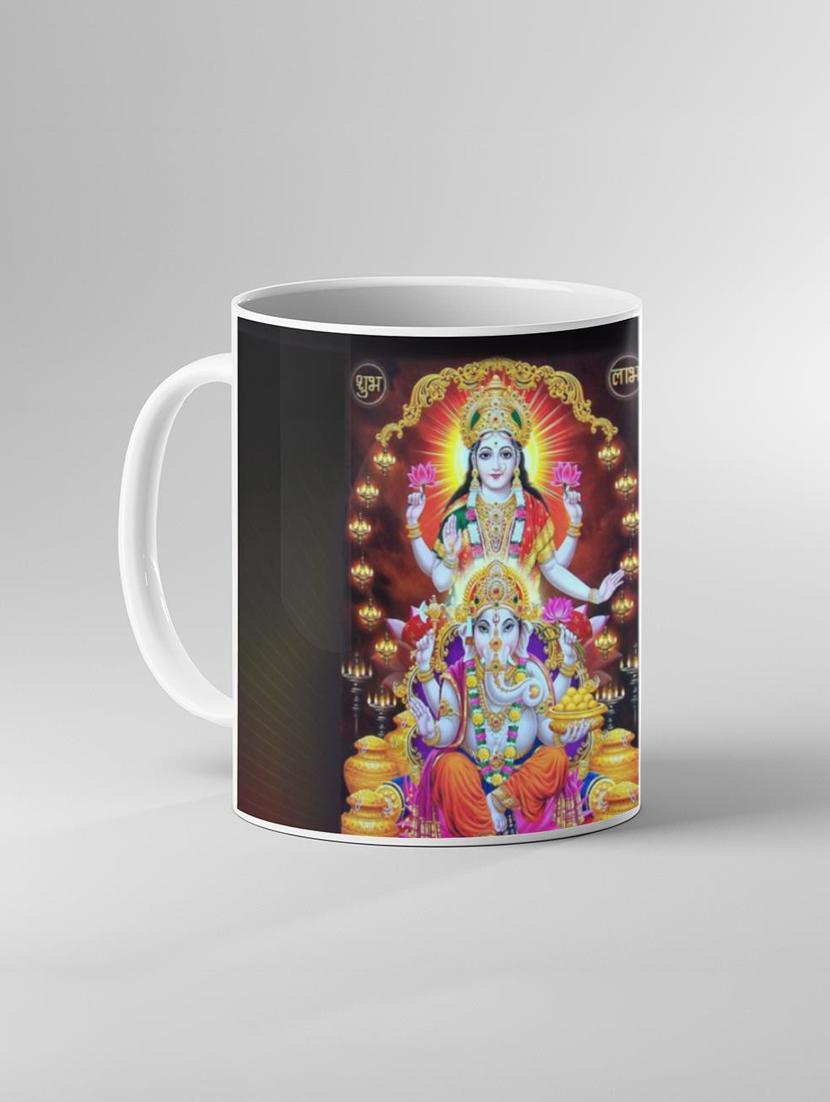 ganesha and laxmi printed coffee mug