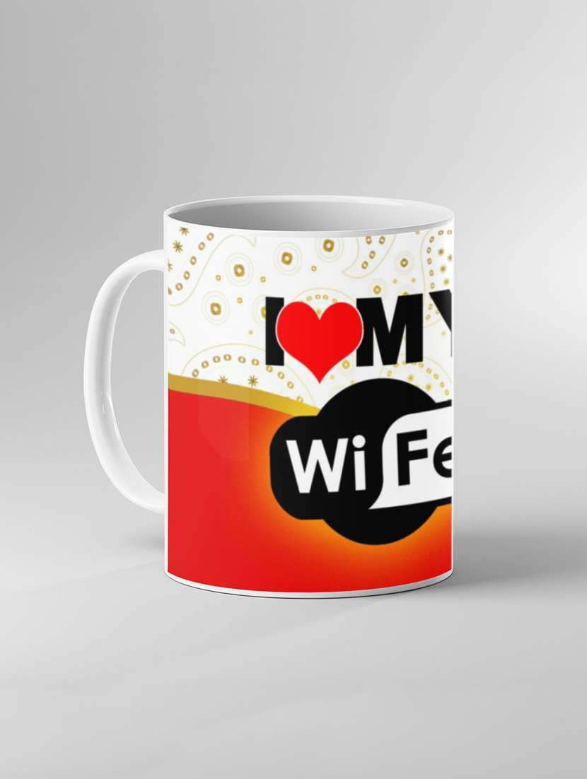 multi coloured printed coffee mug