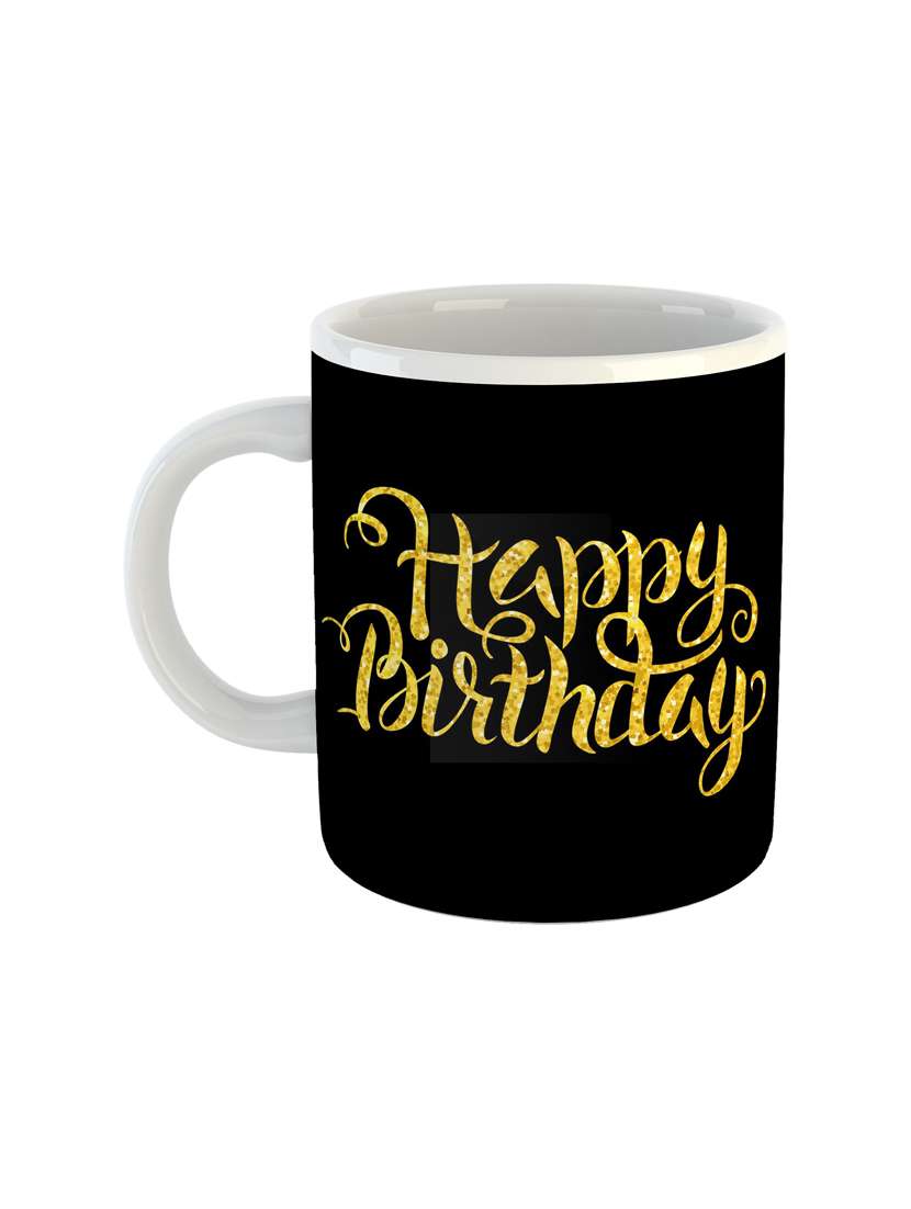 black printed coffee mug