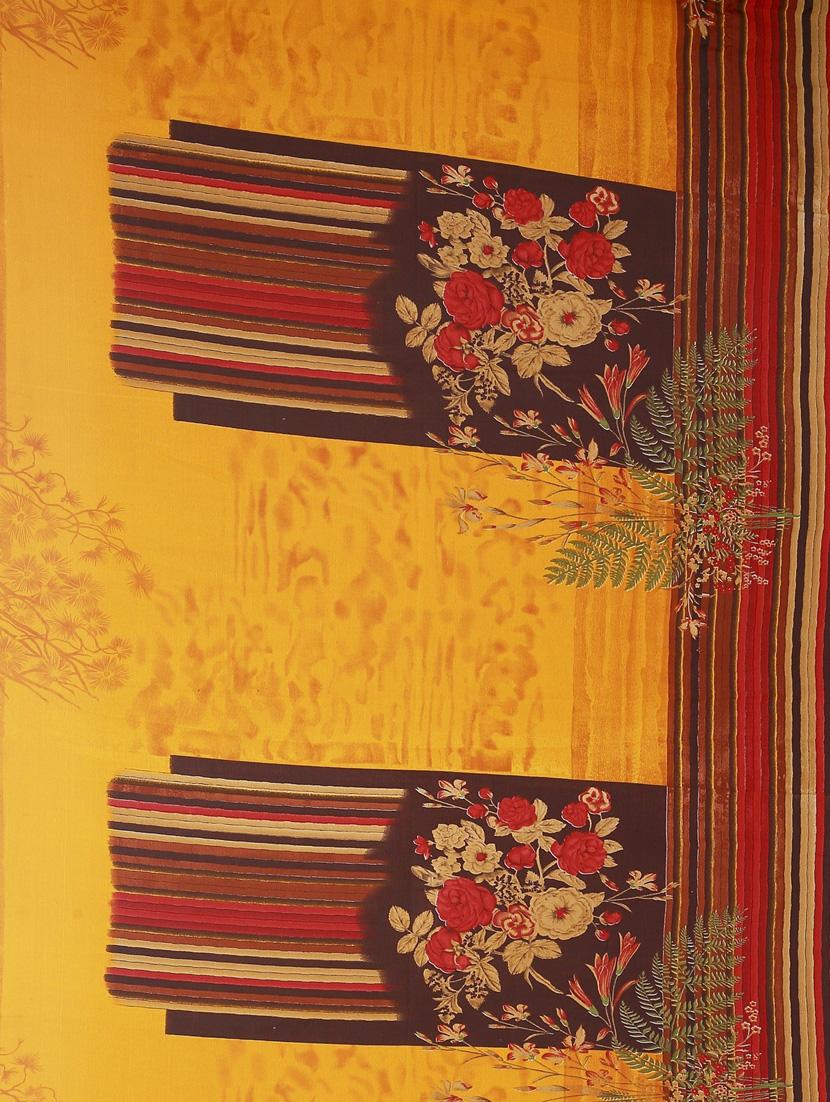 women's floral mustard colored saree with blouse - 19261286 - Standard Image - 3