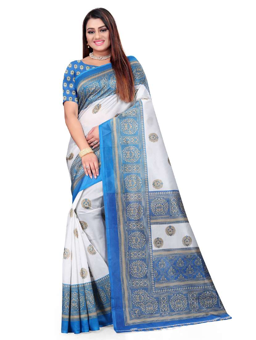 contrast bordered woven saree with blouse