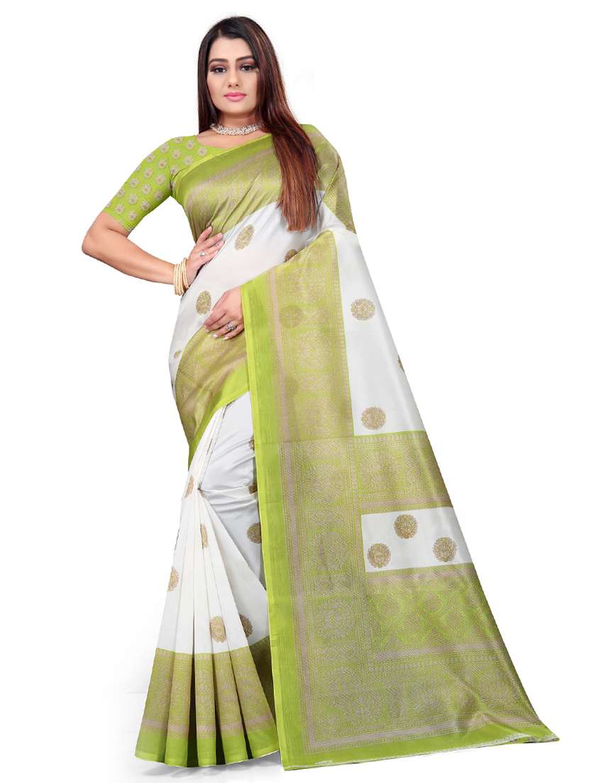 contrast bordered woven saree with blouse