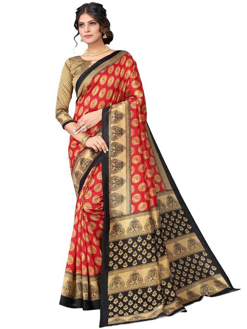 women's self design maroon colored saree with blouse