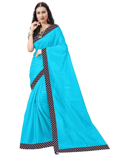 contrast bordered woven saree with blouse - 19261955 - Standard Image - 0