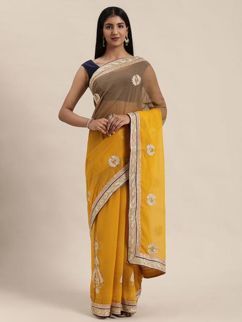 embroidered bollywood saree with blouse - 19262136 - Standard Image - 0