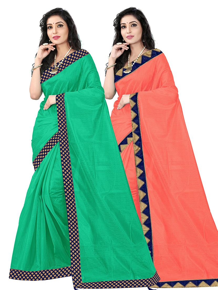 contrast bordered woven saree set with blouse - 19262157 -  Zoom Image - 0
