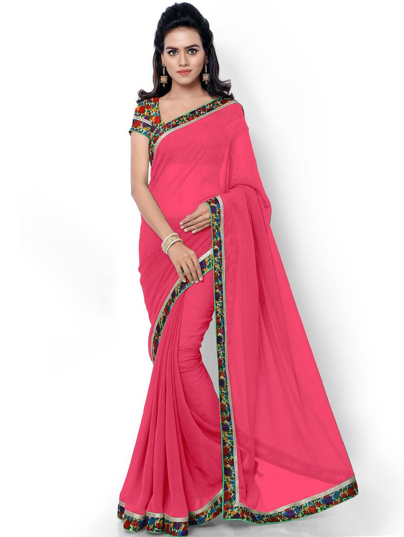 contrast bordered woven saree - 19262722 - Zoom Image - 0