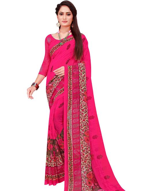 women's floral pink colored saree with blouse - 19263261 -  Standard Image - 0