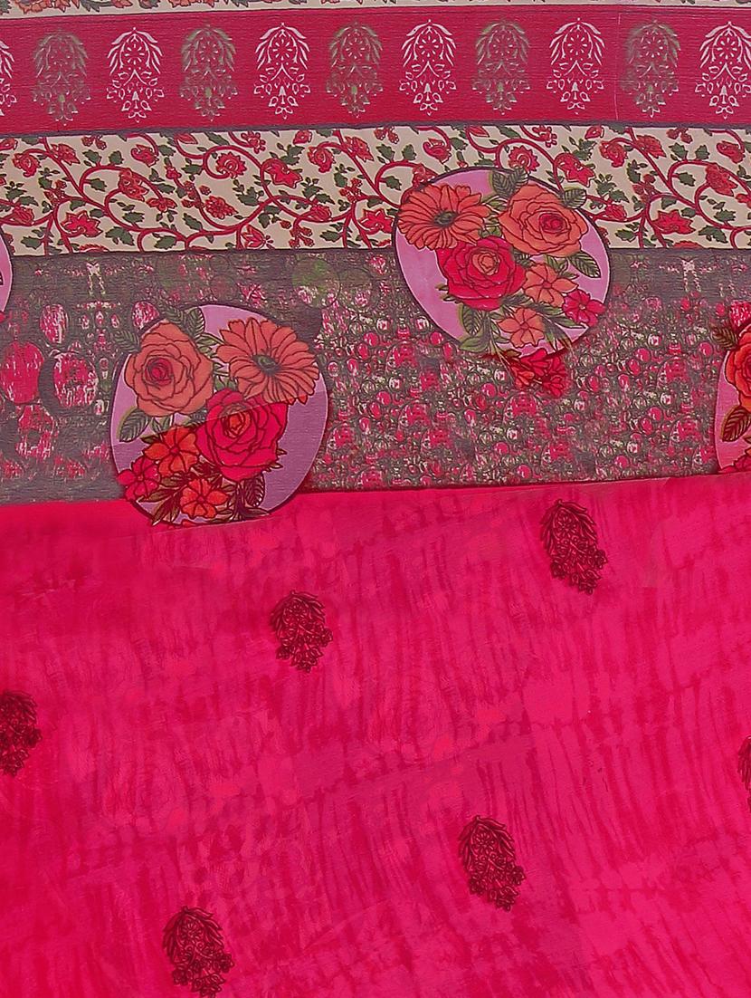 women's floral pink colored saree with blouse - 19263261 - Standard Image - 3