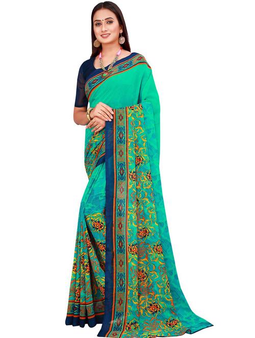 printed bollywood saree with blouse - 19263265 -  Standard Image - 0