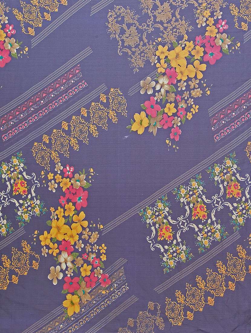 women's floral navy blue colored saree with blouse - 19263286 - Standard Image - 3
