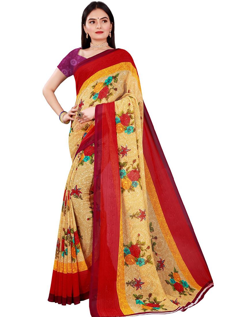 women floral printed saree with blouse - 19263304 - Zoom Image - 0