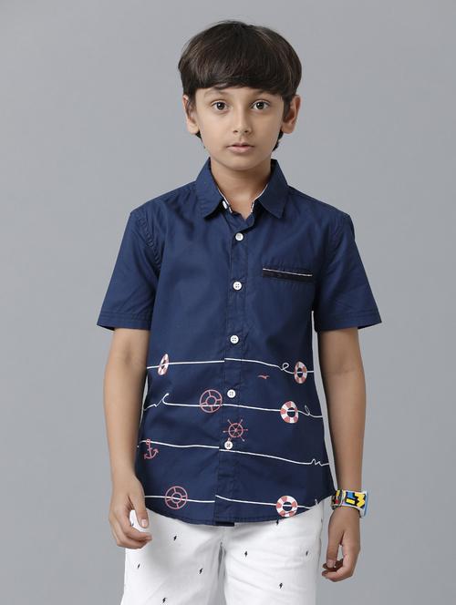 navy blue printed shirt - 19263372 -  Standard Image - 0