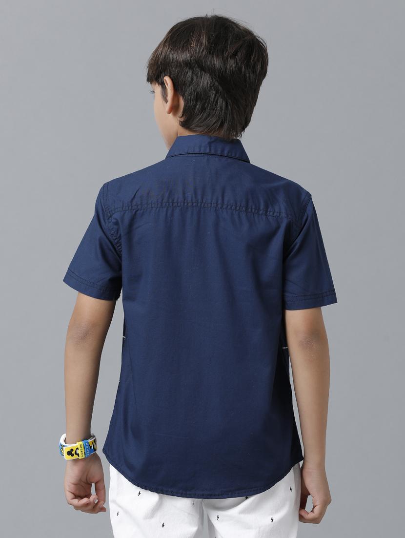 navy blue printed shirt - 19263372 - Standard Image - 3