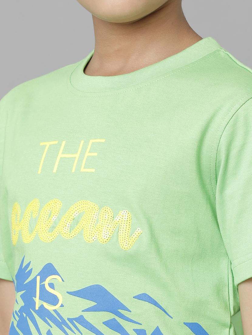 green printed casual t-shirt - 19263386 - Standard Image - 5