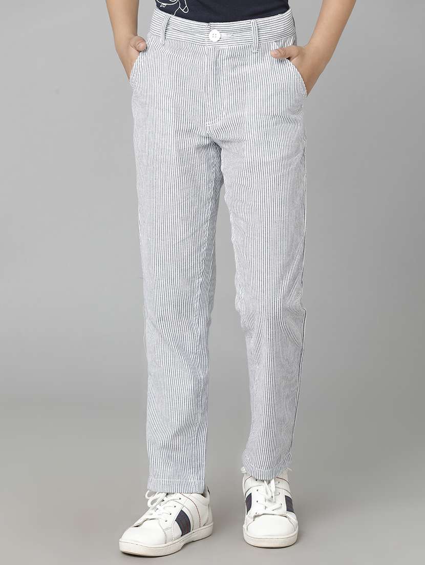 blue striped casual trouser
