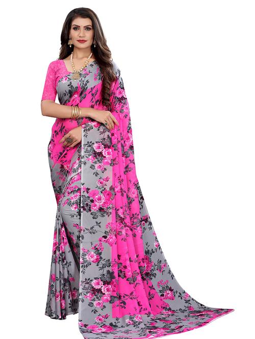 printed half and half saree with blouse - 19263519 - Standard Image - 0
