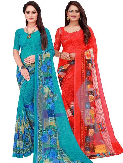 pack off 2 saree with blouse - 19263524 -  Standard Image - 0