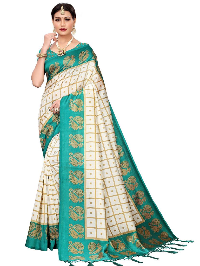 printed half and half saree with blouse - 19263543 - Zoom Image - 0