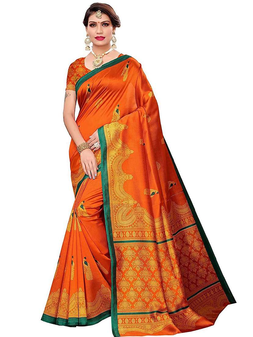 women printed saree with blouse