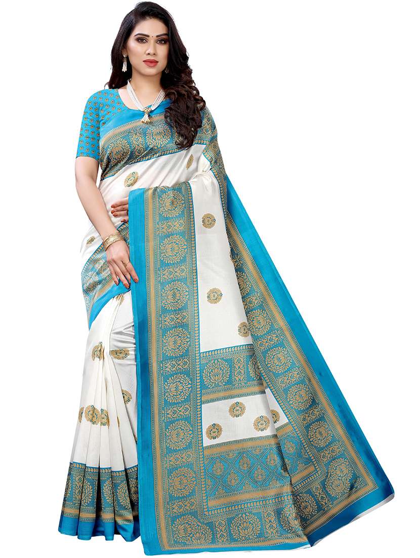 women printed saree with blouse