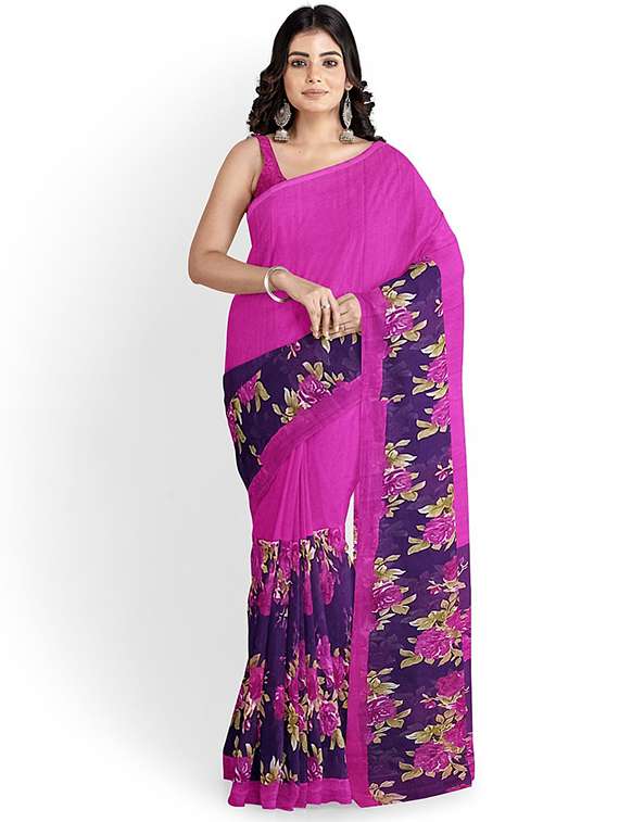pink printed saree with blouse - 19266285 -  Zoom Image - 0