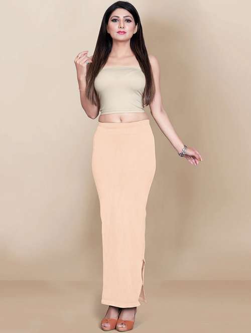 beige cotton saree shaper