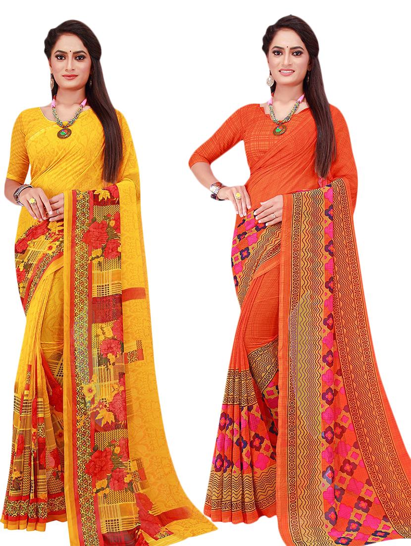pack of 2 multi color saree with blouse