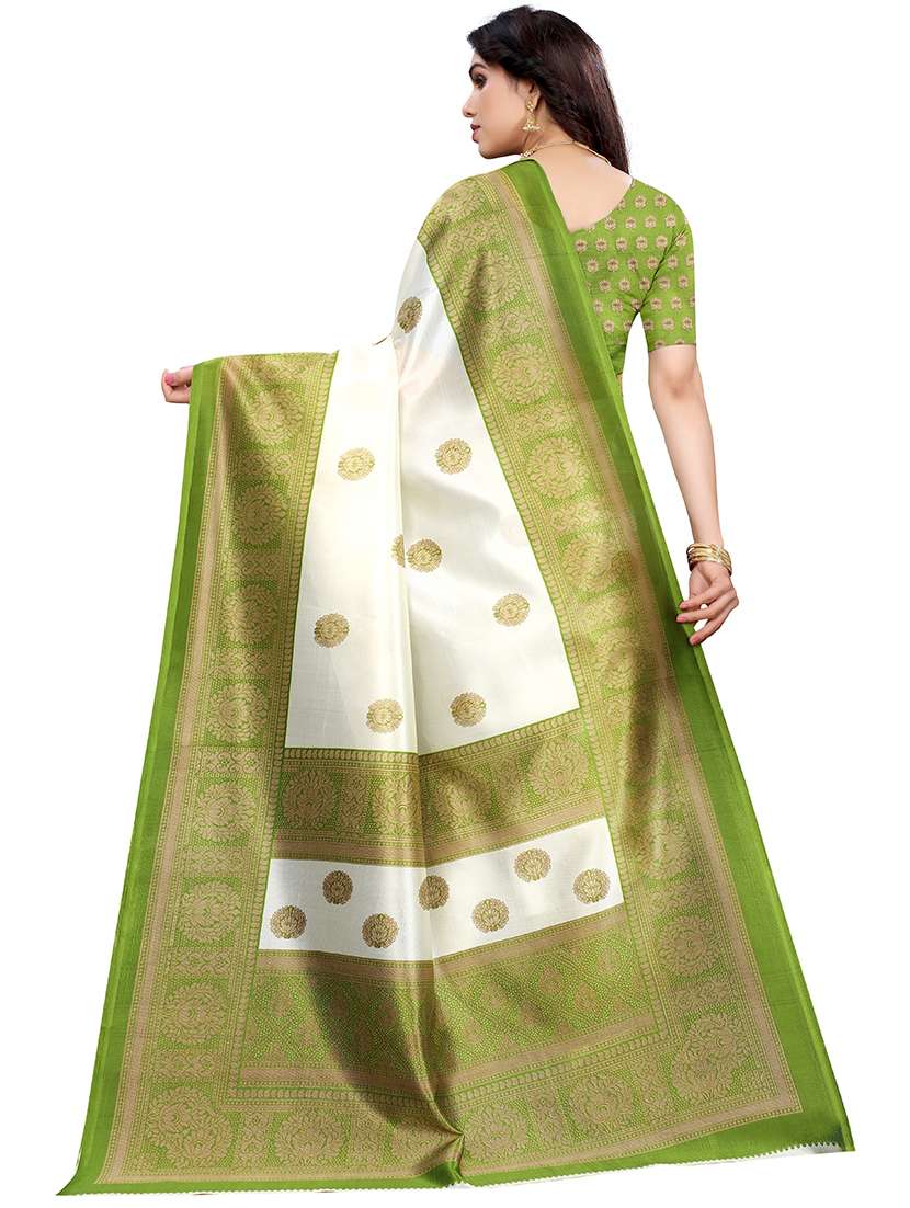 women's quirky white colored saree with blouse - 19280942 -  Standard Image - 3